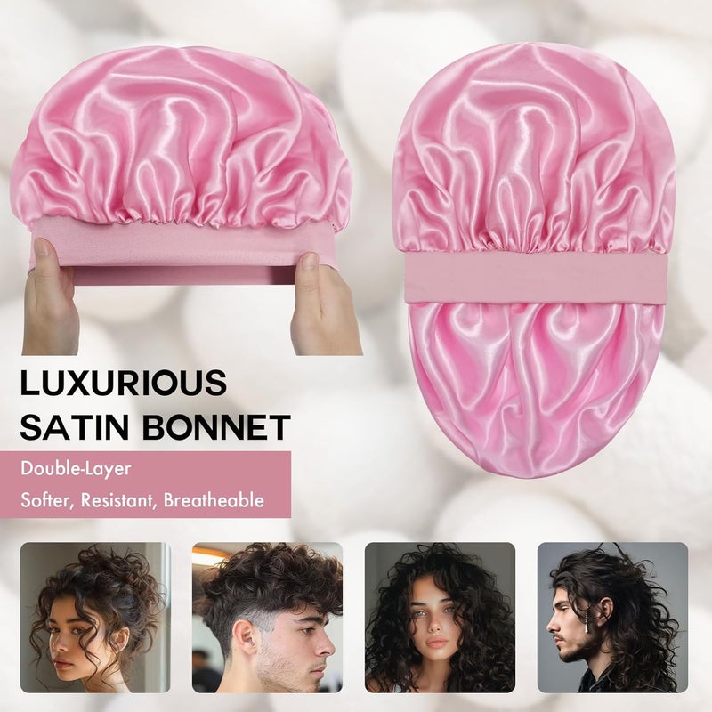 Doitory Store Satin Silk Bonnet for Sleeping, Double Layer Silk Sleep Cap for Men & Women, Soft Satin Lined Bonnet for Curly Hair - Image 2